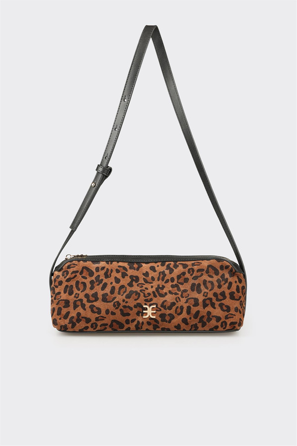 Kahve Hayvan Desenli Kadın Omuz Çantası