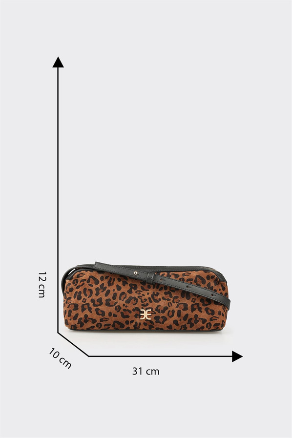 Kahve Hayvan Desenli Kadın Omuz Çantası