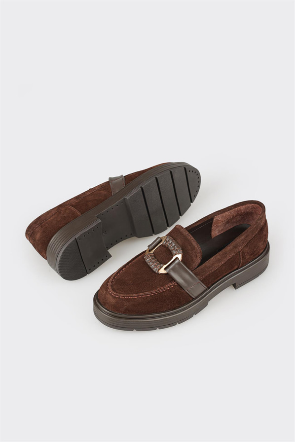 Kahve kadın loafer, günlük kullanım için - Elle Shoes