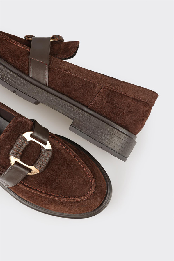 Kahve kadın loafer, günlük kullanım için - Elle Shoes