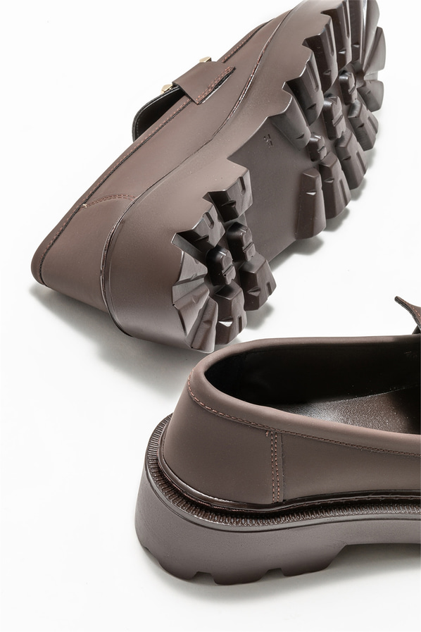 Kahve kadın loafer, günlük kullanım için - Elle Shoes