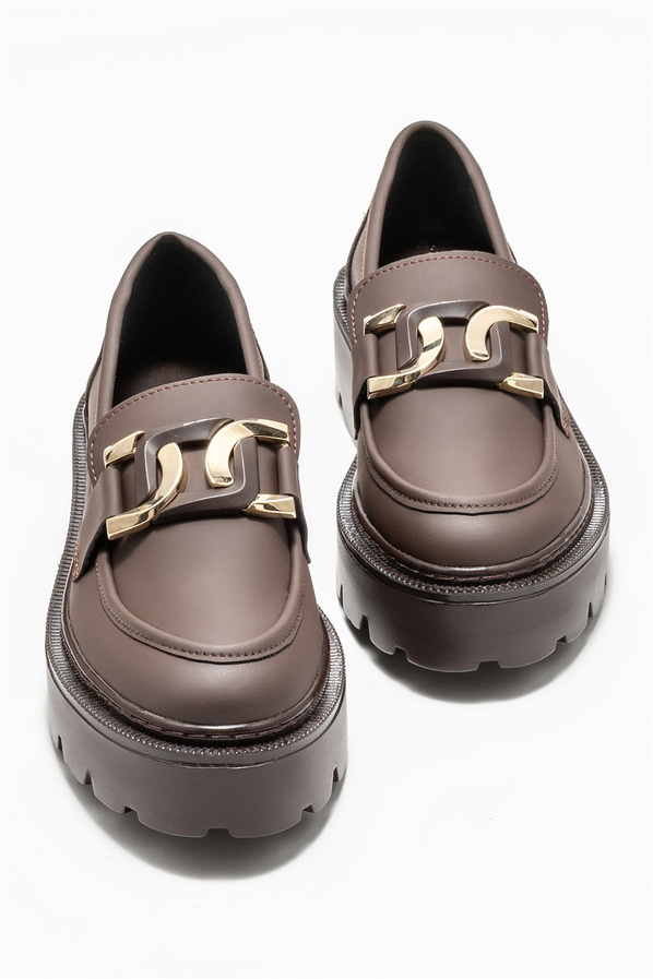 Kahve kadın loafer, günlük kullanım için - Elle Shoes