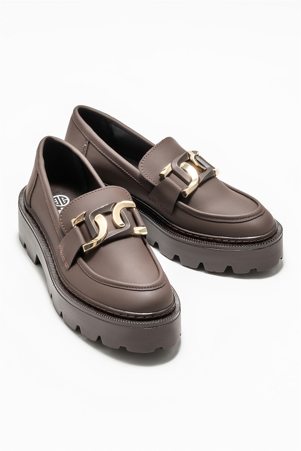 Kahve kadın loafer, günlük kullanım için - Elle Shoes