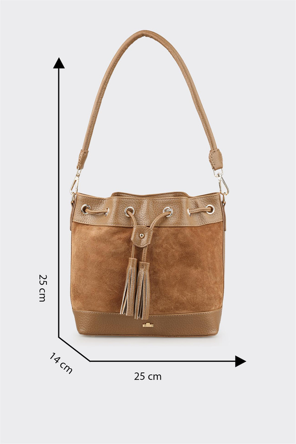 Kahve yumuşak dokulu kadın omuz çantası, rahat kullanım için - Elle Shoes