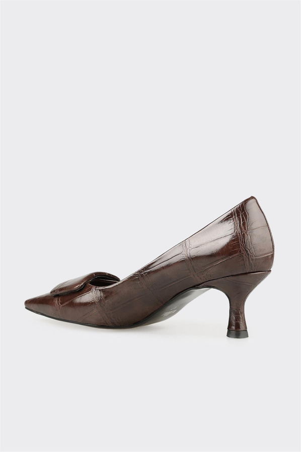 Kahve Kadın Orta Topuk Ayakkabı