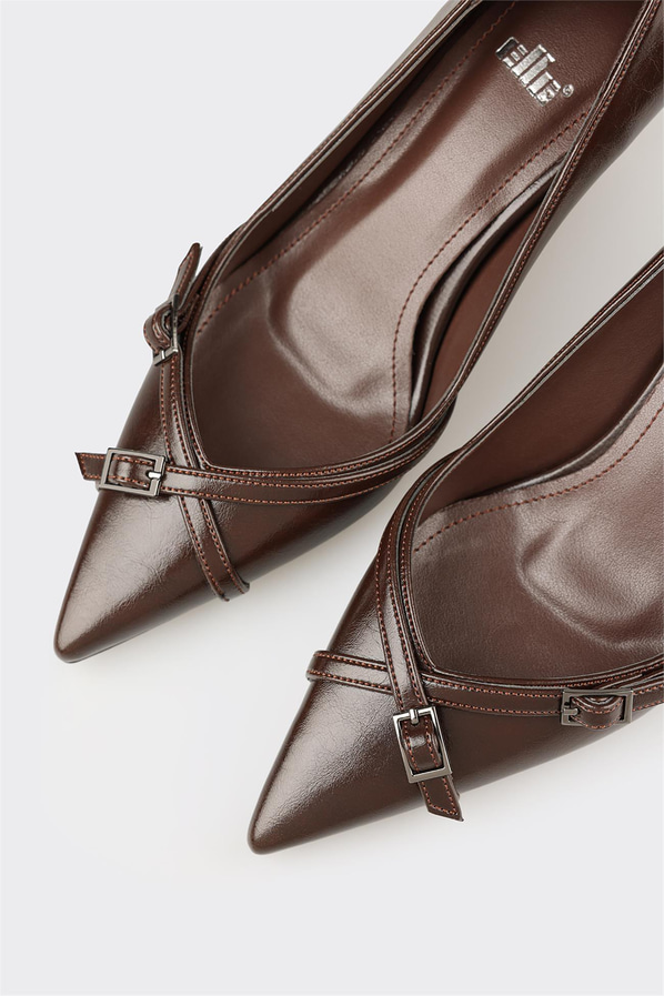 Kahve Kadın Orta Topuk Ayakkabı