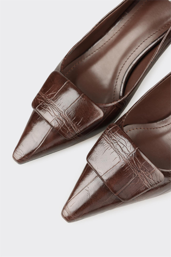 Kahve Kadın Orta Topuk Ayakkabı