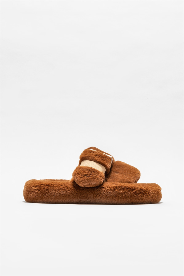 Kahve kadın düz terlik - Elle Shoes