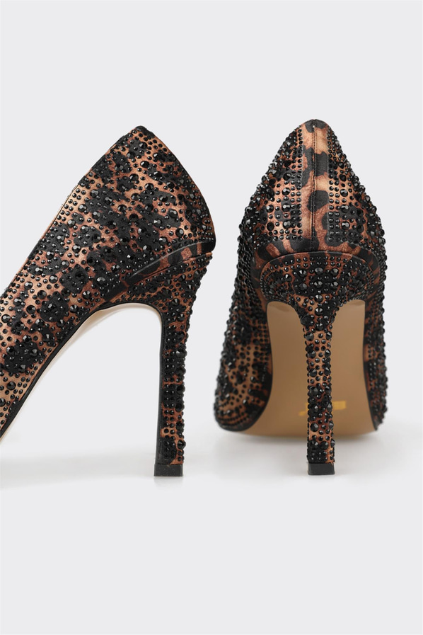 Kahve topuklu kadın stiletto - Elle Shoes
