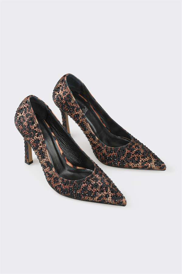 Kahve topuklu kadın stiletto - Elle Shoes