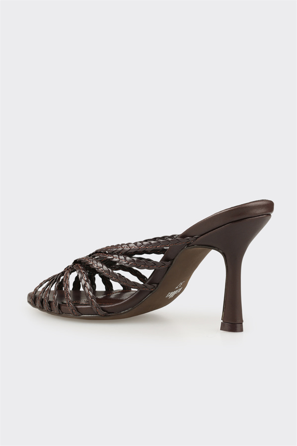 Kahve topuklu kadın terlik - Elle Shoes