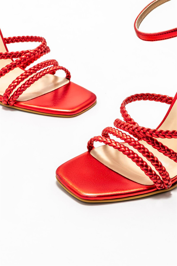 Kırmızı kadın topuklu sandalet - Elle Shoes