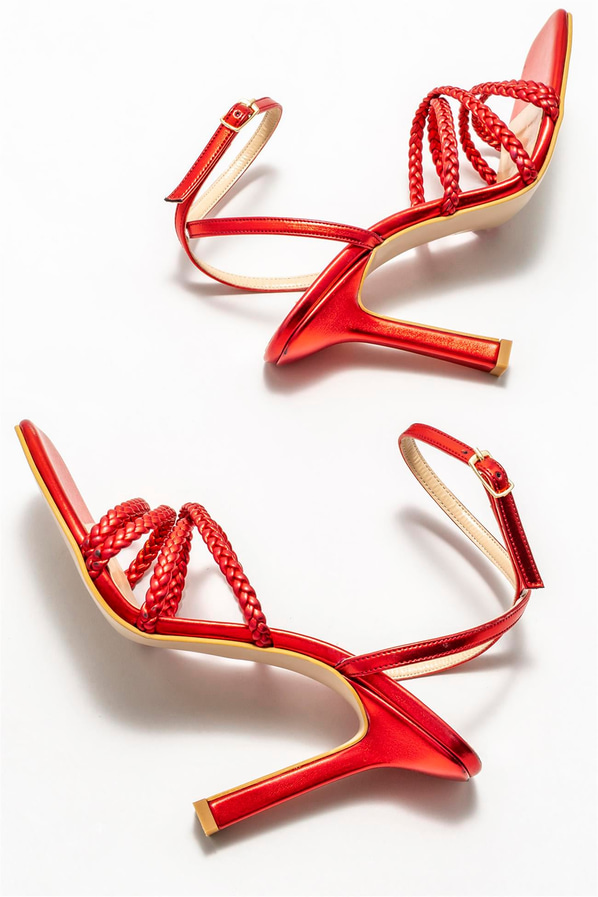 Kırmızı kadın topuklu sandalet - Elle Shoes