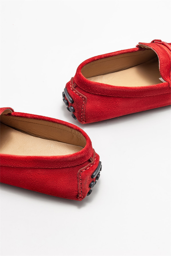 Kırmızı deri erkek loafer, günlük kullanım için - Elle Shoes