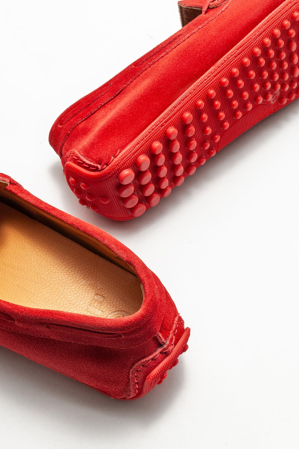 Kırmızı deri erkek loafer, günlük kullanım için - Elle Shoes