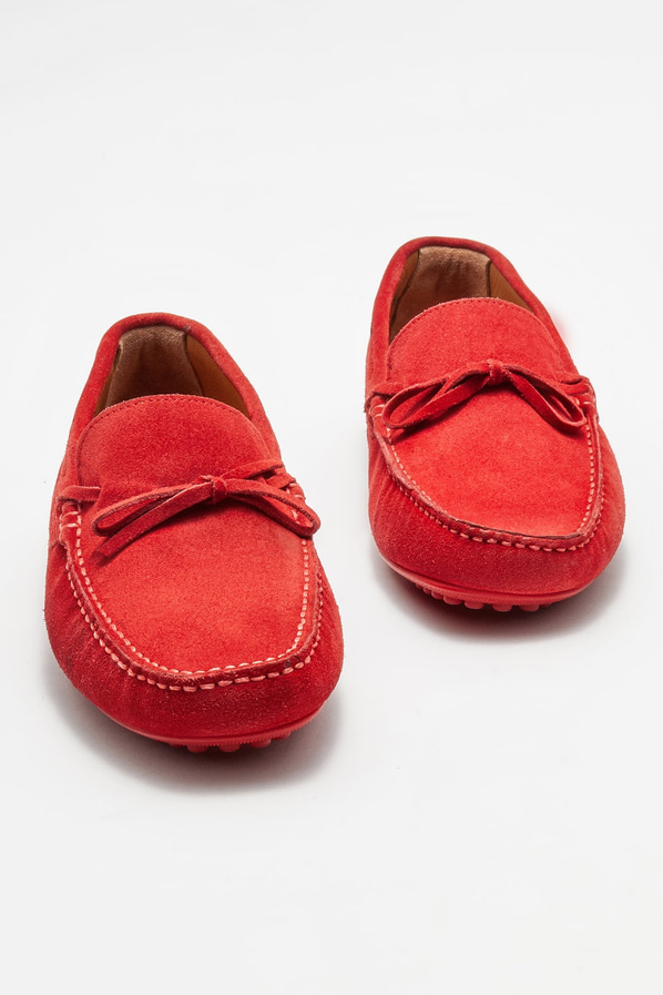 Kırmızı deri erkek loafer, günlük kullanım için - Elle Shoes