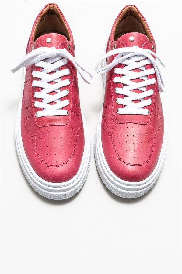 Kırmızı deri erkek spor ayakkabı - Elle Shoes