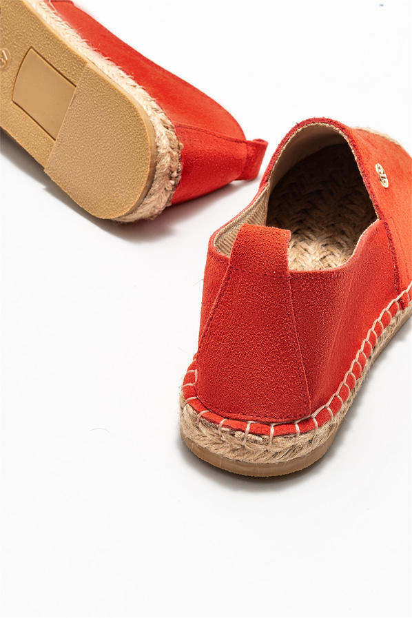 Kırmızı deri kadın espadril - Elle Shoes