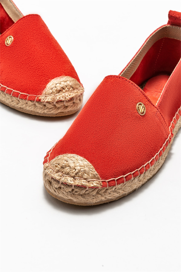 Kırmızı deri kadın espadril - Elle Shoes