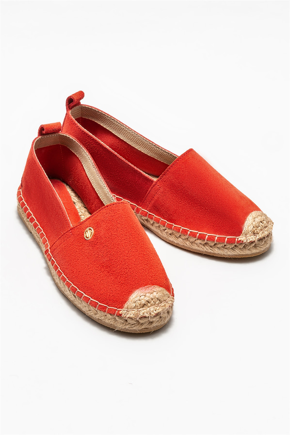 Kırmızı deri kadın espadril - Elle Shoes