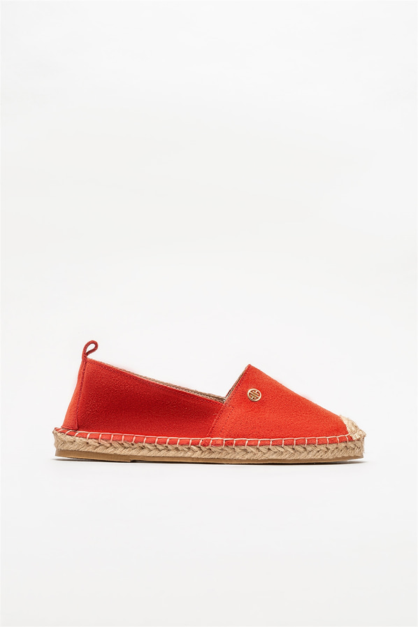 Kırmızı deri kadın espadril - Elle Shoes