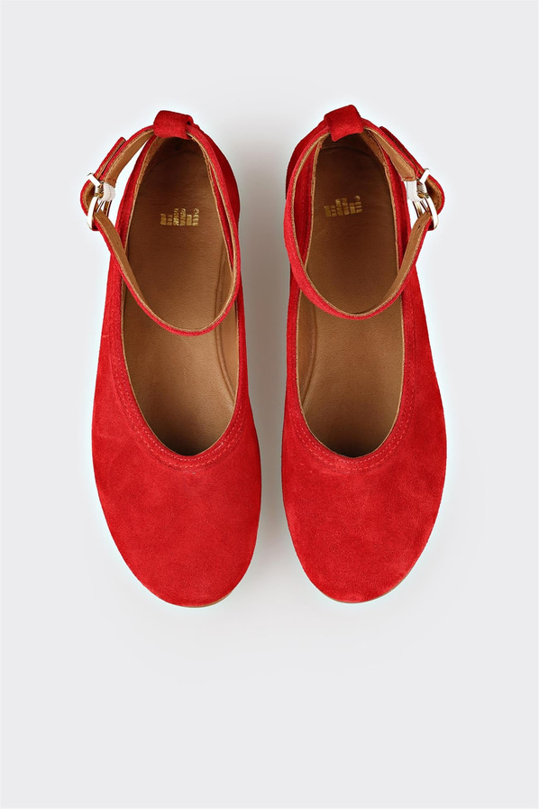 Kırmızı deri kadın babet, günlük kullanım için - Elle Shoes