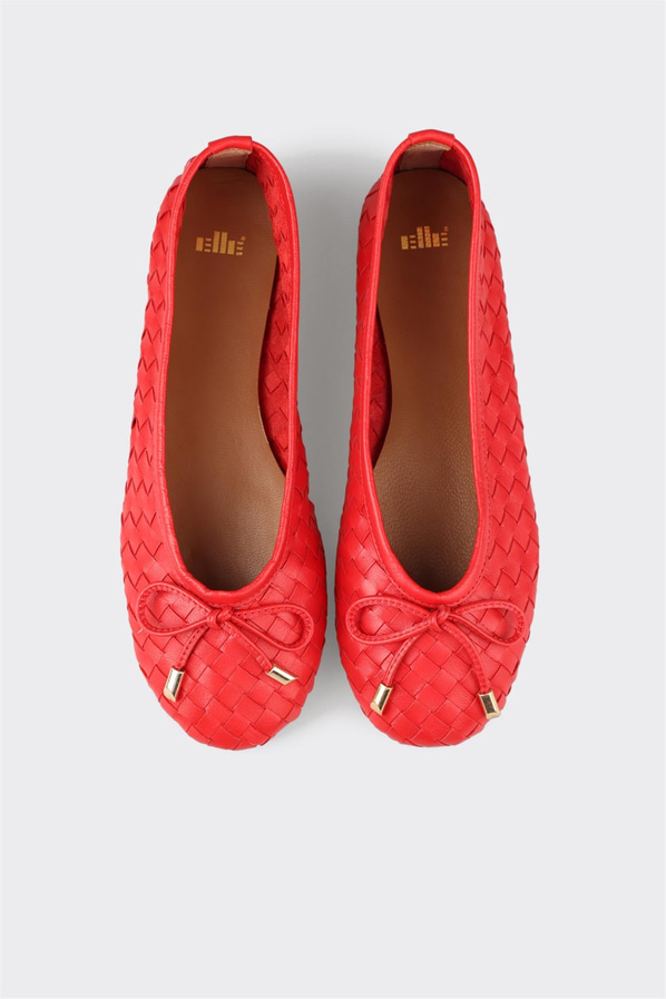 Kırmızı deri kadın babet, günlük kullanım için - Elle Shoes