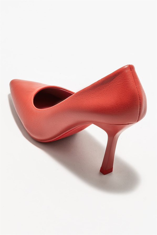 Kırmızı deri kadın stiletto - Elle Shoes