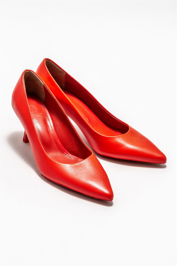 Kırmızı deri kadın stiletto - Elle Shoes