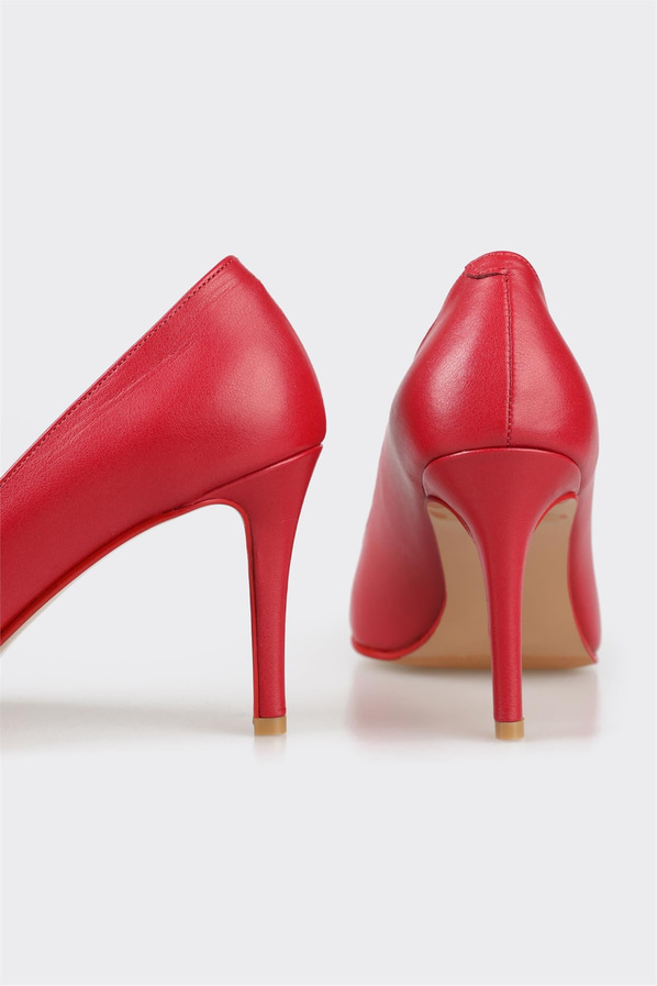 Kırmızı deri kadın stiletto - Elle Shoes