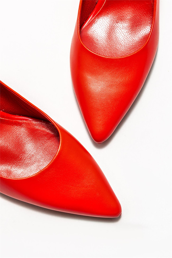 Kırmızı deri kadın stiletto - Elle Shoes