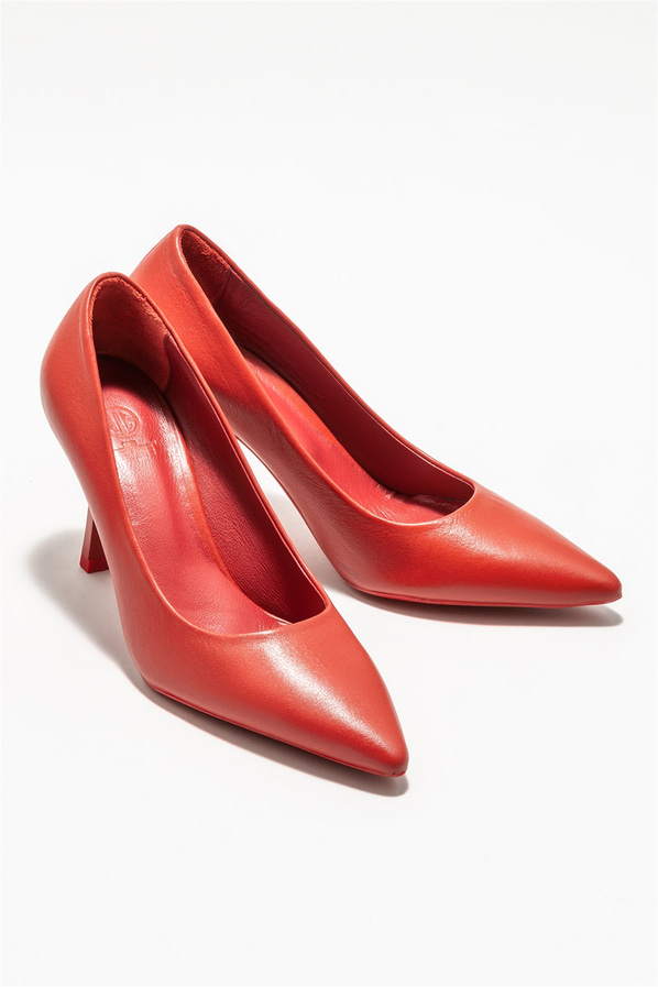 Kırmızı deri kadın stiletto - Elle Shoes