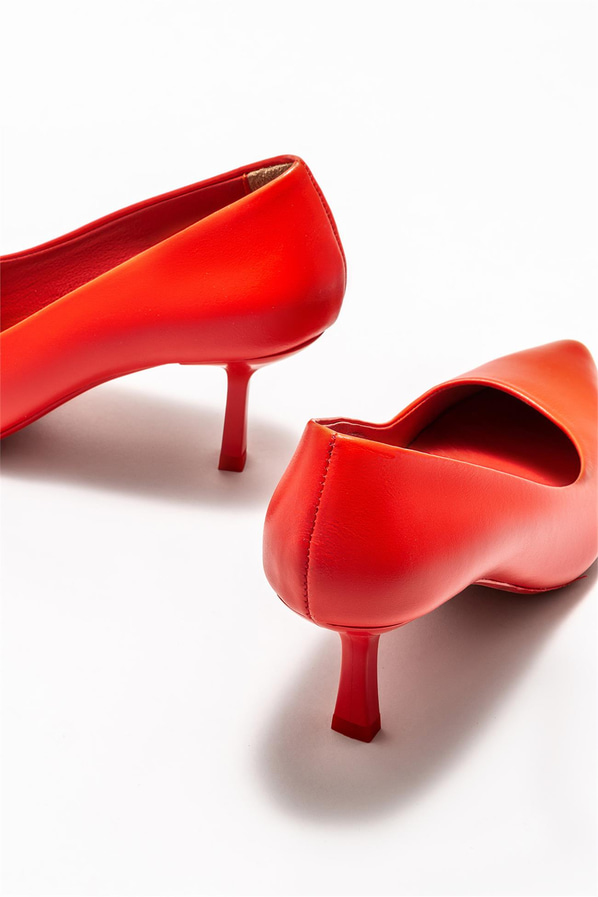 Kırmızı deri kadın stiletto - Elle Shoes