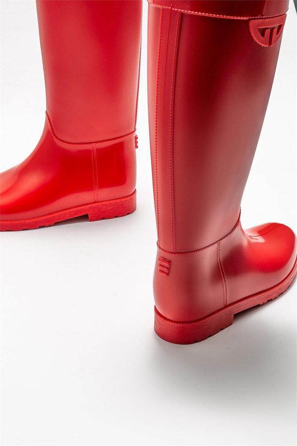 Kırmızı düz kadın çizme - Elle Shoes
