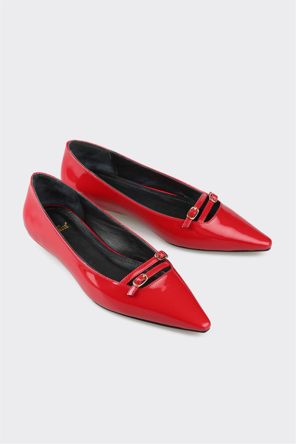 Kırmızı kadın babet, günlük kullanım için - Elle Shoes