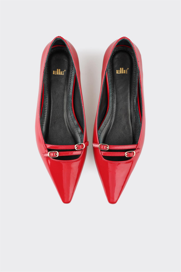 Kırmızı kadın babet, günlük kullanım için - Elle Shoes