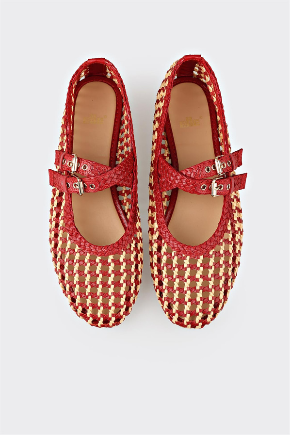 Kırmızı kadın babet, günlük kullanım için - Elle Shoes