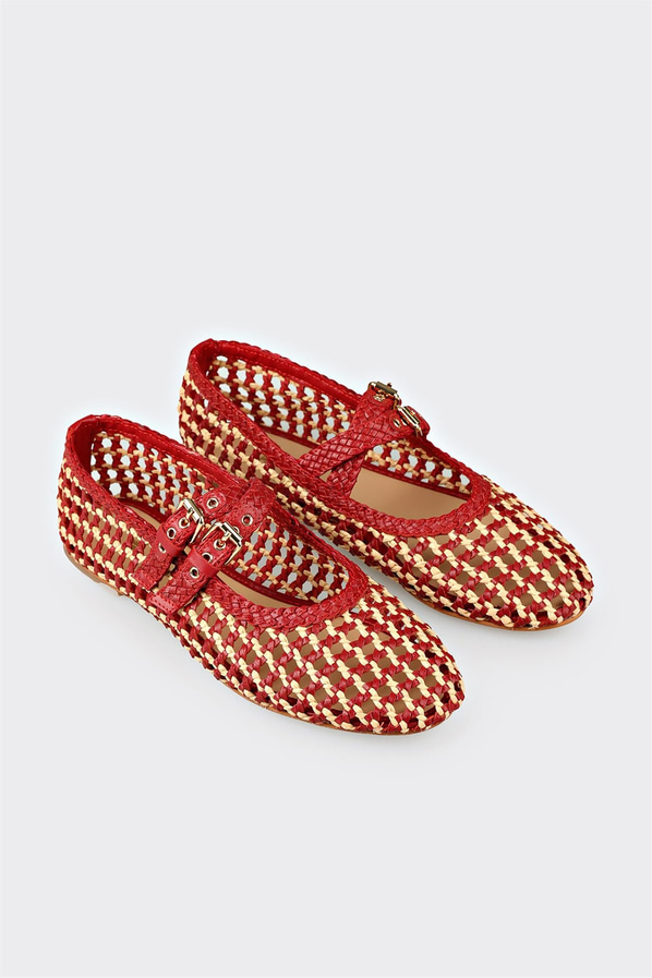 Kırmızı kadın babet, günlük kullanım için - Elle Shoes