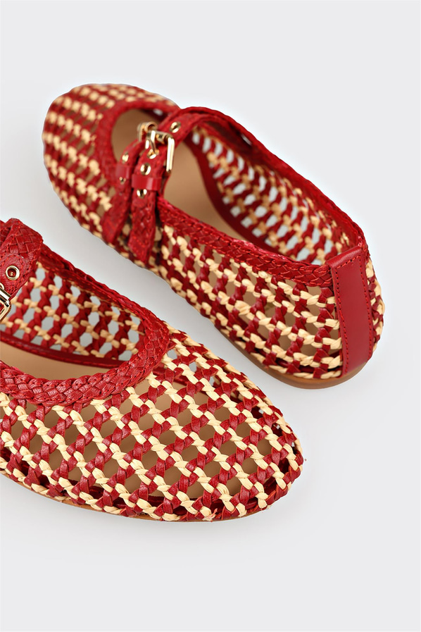 Kırmızı kadın babet, günlük kullanım için - Elle Shoes