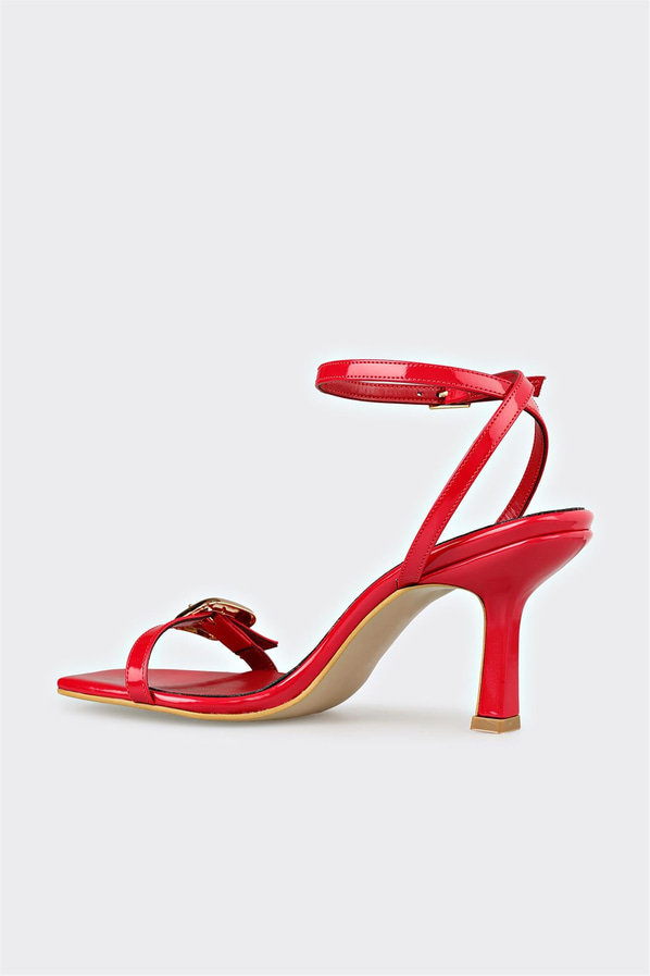 Kırmızı kadın topuklu sandalet, ofis stili için - Elle Shoes