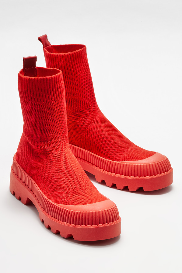 Kırmızı kadın bot, günlük kullanım için - Elle Shoes