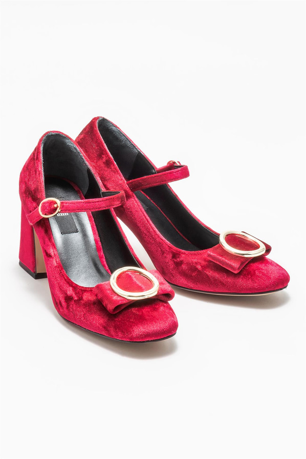 Kırmızı topuklu kadın ayakkabı - Elle Shoes