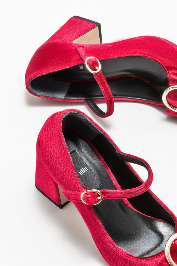 Kırmızı topuklu kadın ayakkabı - Elle Shoes