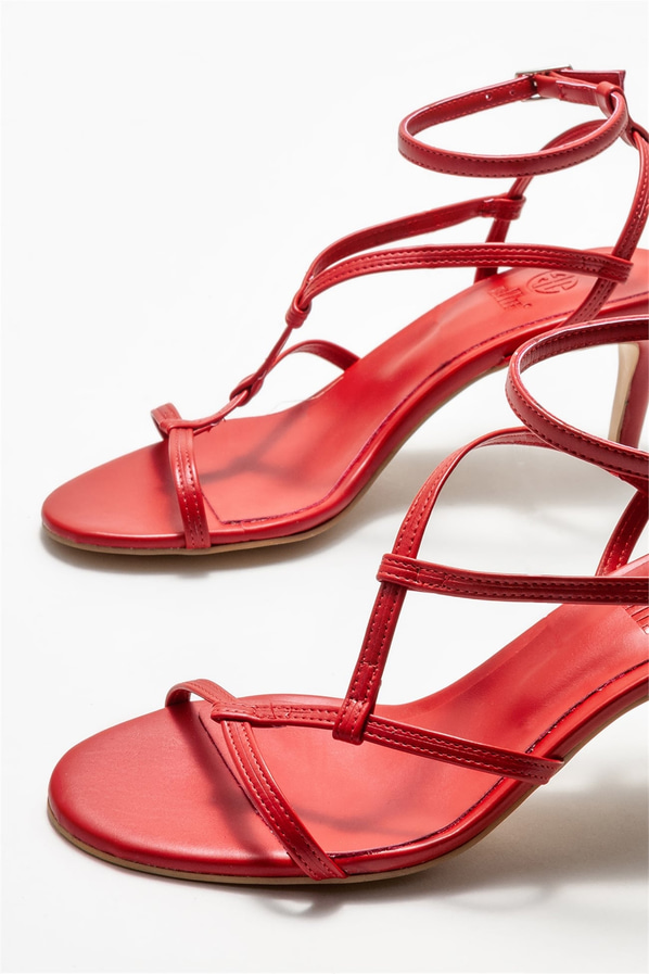 Kırmızı topuklu kadın sandalet - Elle Shoes