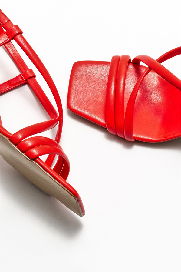 Kırmızı topuklu kadın sandalet - Elle Shoes