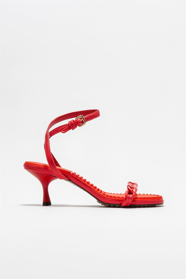 Kırmızı topuklu kadın sandalet - Elle Shoes