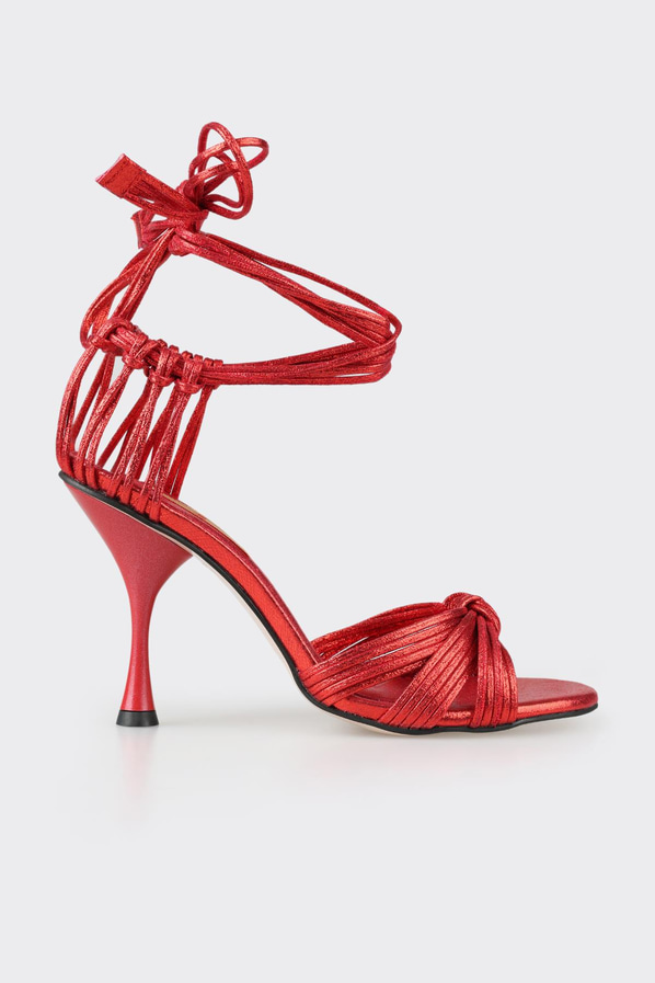 Kırmızı topuklu kadın sandalet - Elle Shoes