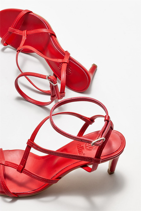 Kırmızı topuklu kadın sandalet - Elle Shoes