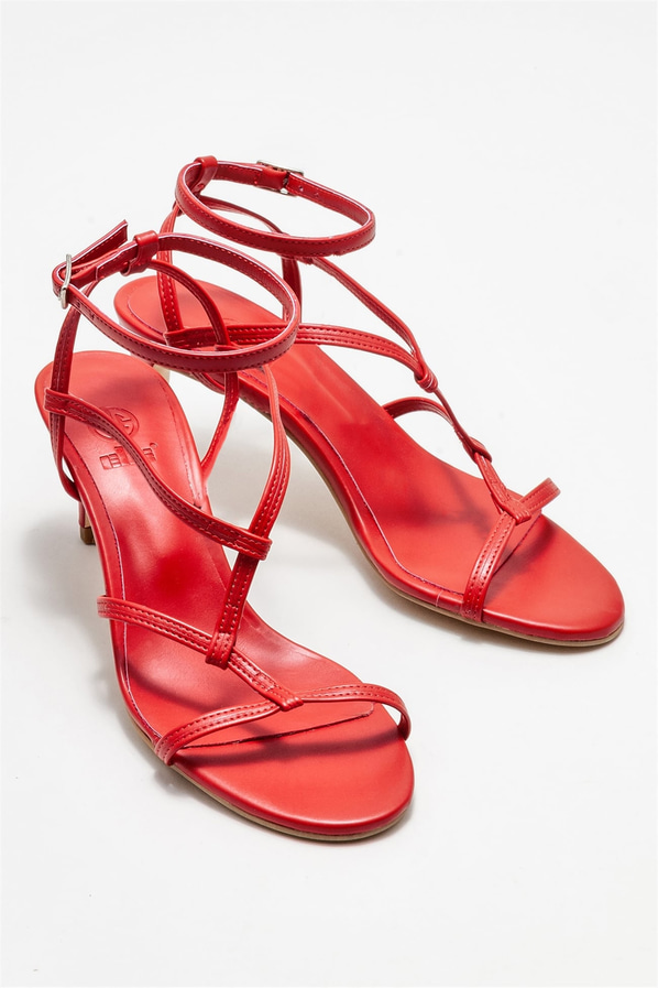 Kırmızı topuklu kadın sandalet - Elle Shoes