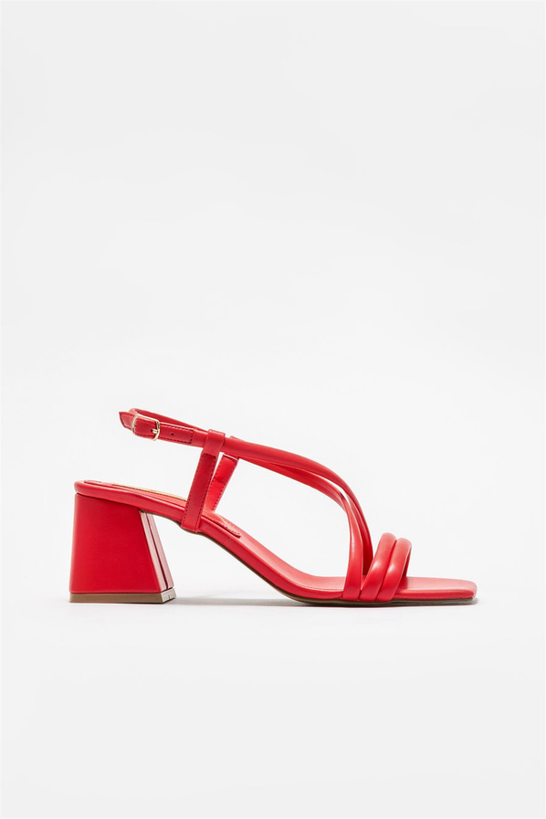 Kırmızı topuklu kadın sandalet - Elle Shoes